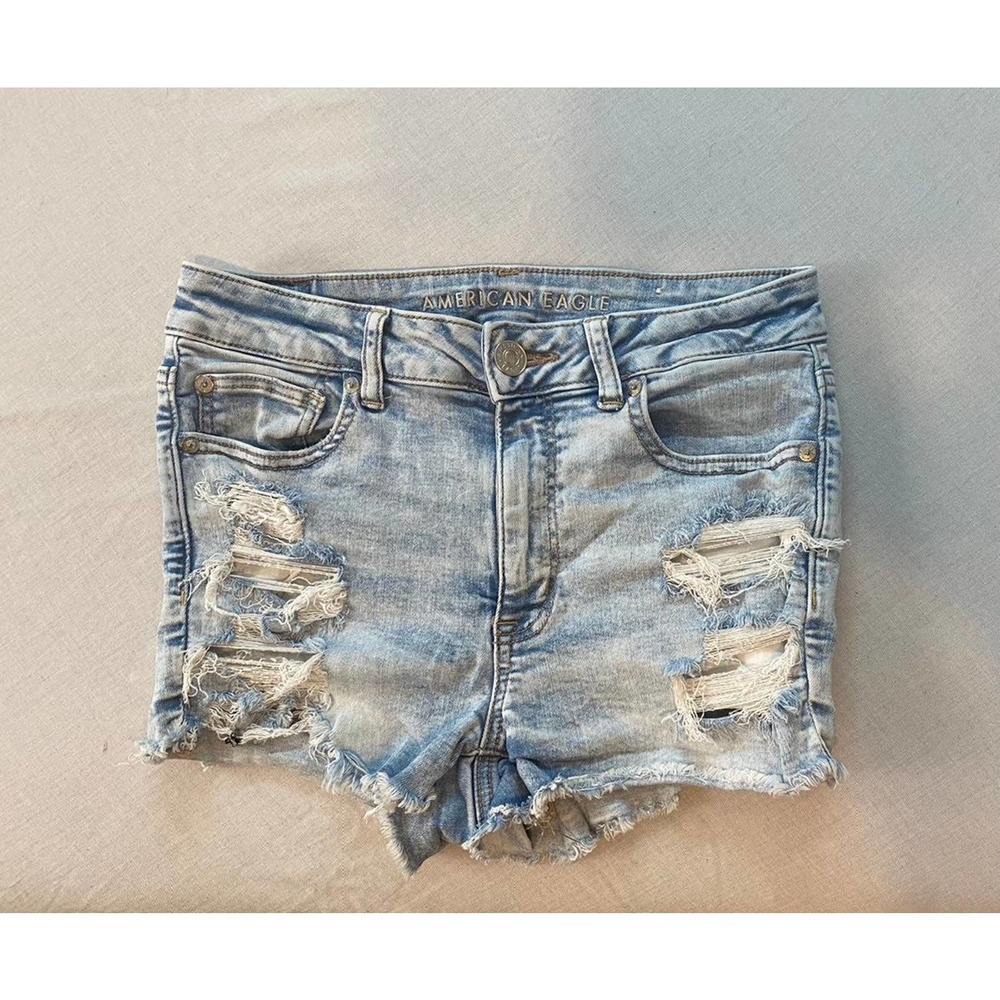 American Eagle Jean Shorts Distressed Light Denim